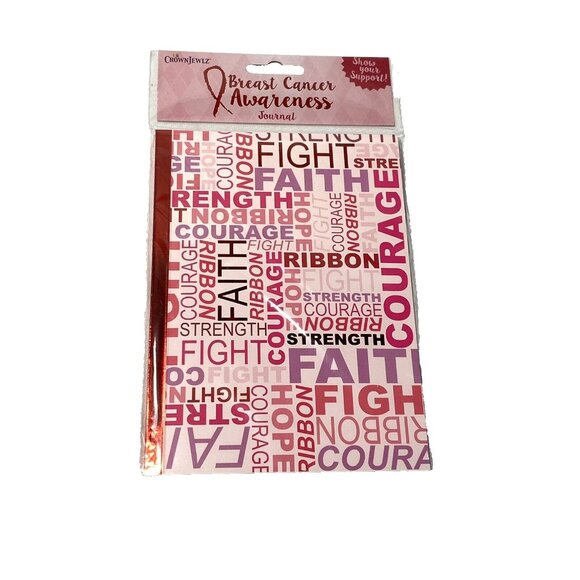 crown jewlz PINK RIBBON AWARENESS 1 journal faith hope courage fight - Picture 1 of 5